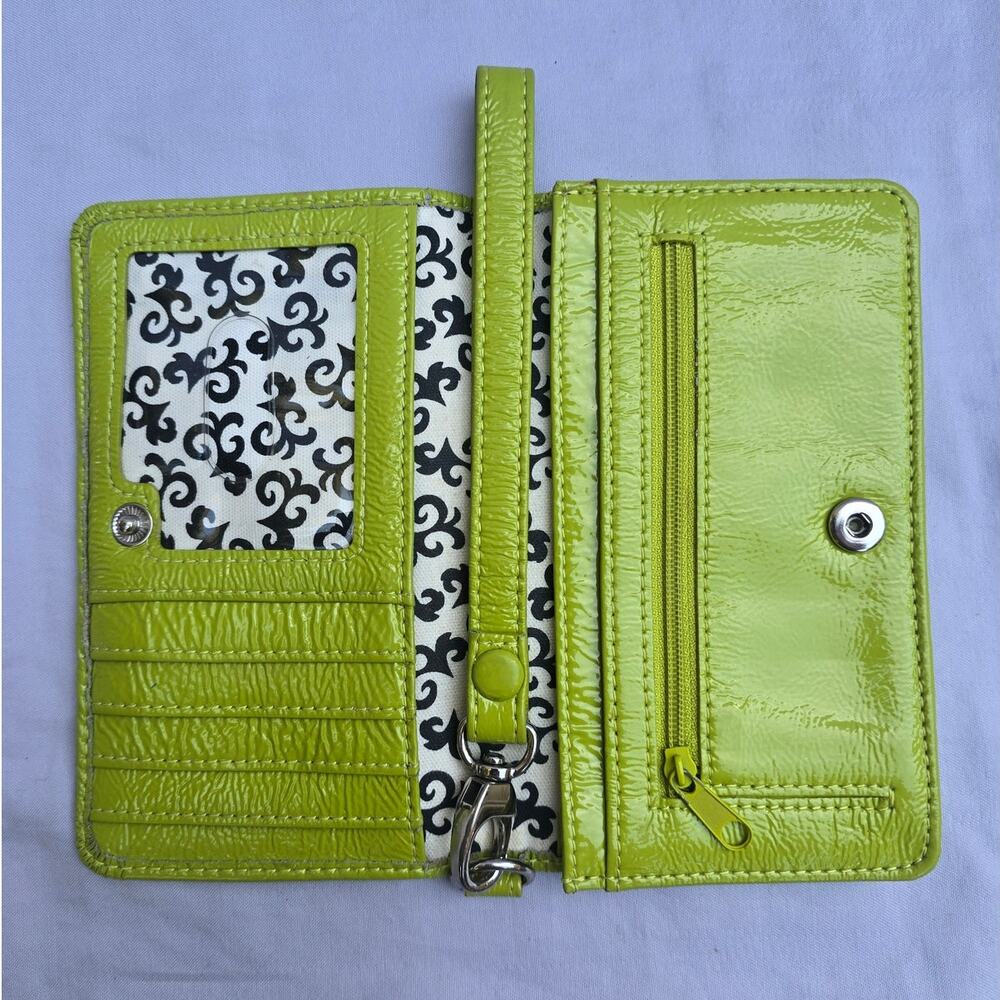 Hobo International Lime Green Patent Leather Bifold Wristlet Wallet Clutch